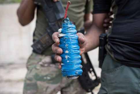 An improvised explosive device found in west Mosul, Iraq on May 2017 (credit Campbell MacDiarmid)